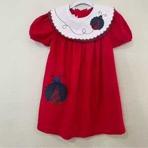 Bonnie Jean Red Dress with Ladybug Design